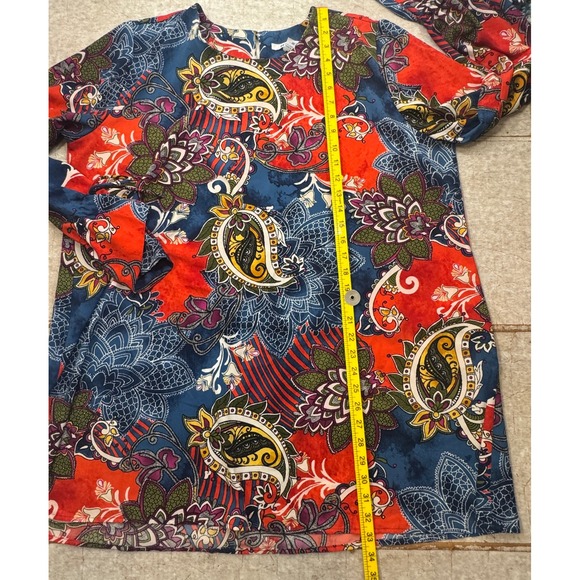 Nygard XL Tunic Top Multicolor Paisley Retro Print Long Sleeve Tie Cuffs EUC - Picture 5 of 9
